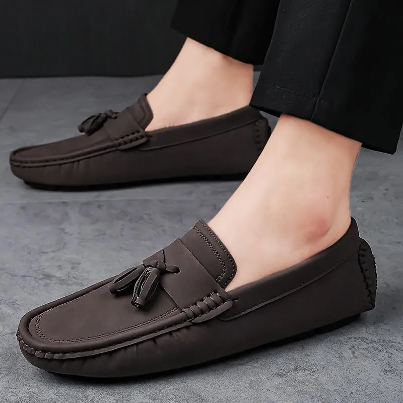 Men's Loafers Round Toe Suede with Tassel Penny Driving Loafers Flat Heel Comfortable Anti-Slip Party Slip-on
