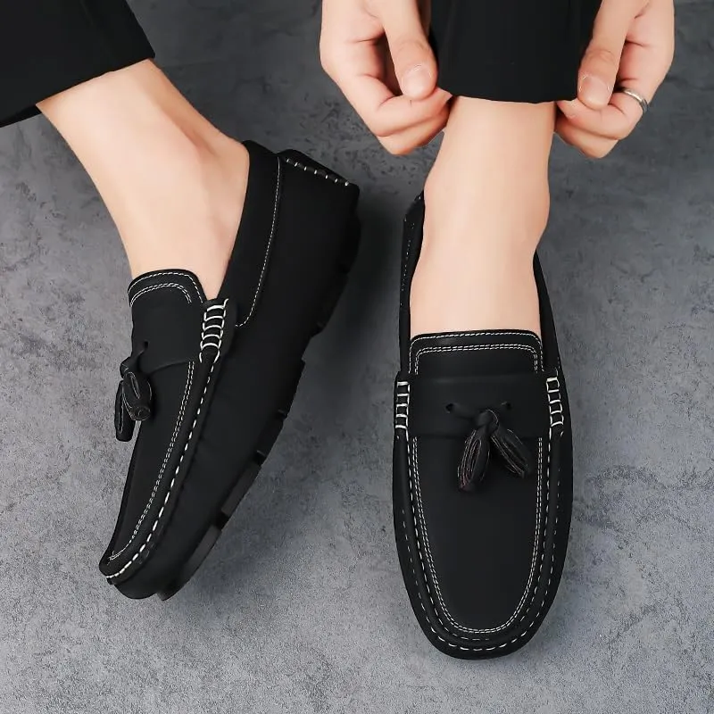Men's Loafers Round Toe Suede with Tassel Penny Driving Loafers Flat Heel Comfortable Anti-Slip Party Slip-on
