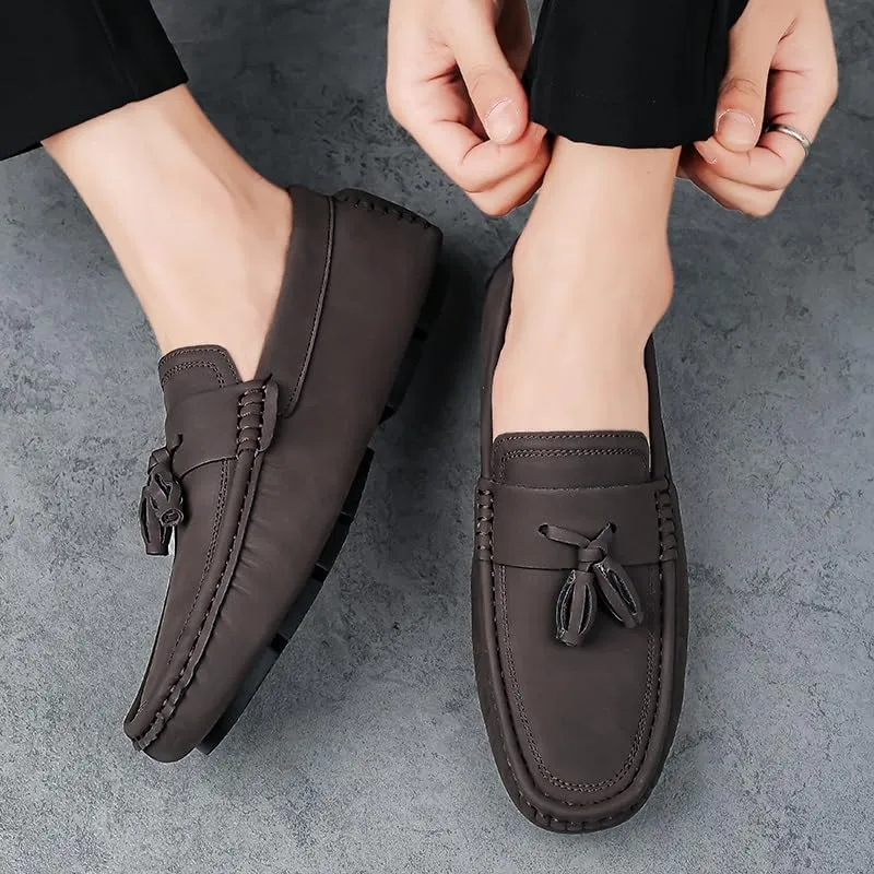 Men's Loafers Round Toe Suede with Tassel Penny Driving Loafers Flat Heel Comfortable Anti-Slip Party Slip-on