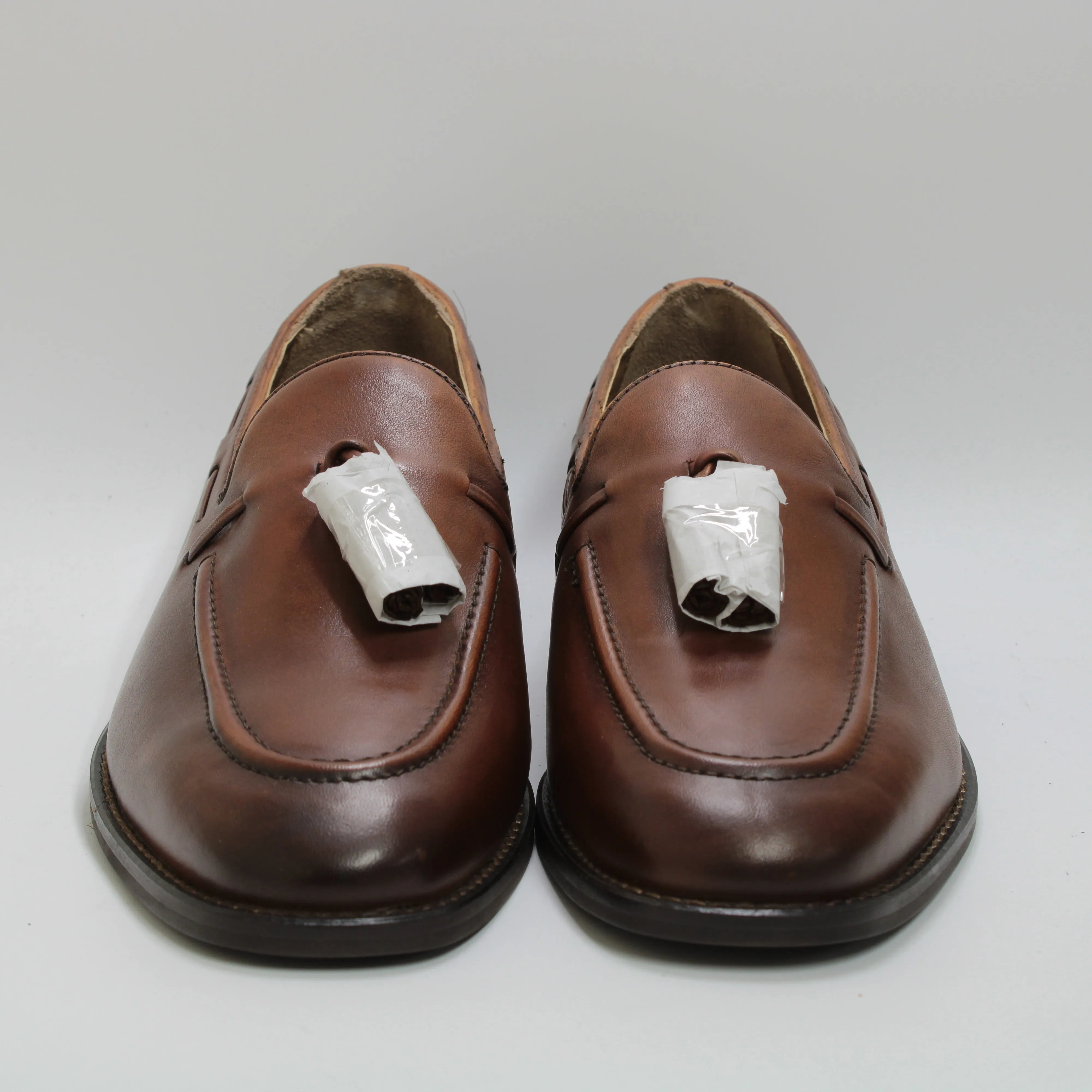 Mens Office Memory Tassel Loafers Tan Leather