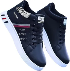 Men's Solid Color High Top Skateboarding Sneakers, Durable Non-Slip Lace-Up Shoes for Outdoor Activities