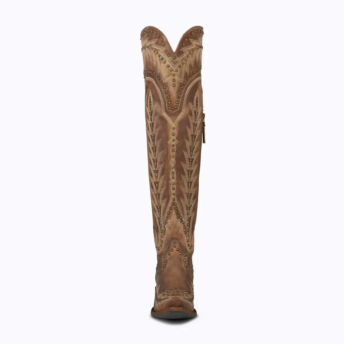 MissHeel Studded Over the Knee Cowboy Boots for Women Adjustable Thigh High Cowgirl Boots