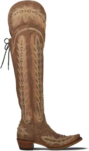 MissHeel Studded Over the Knee Cowboy Boots for Women Adjustable Thigh High Cowgirl Boots