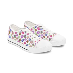 Multi Color Paw Print Women's Low Top Sneakers