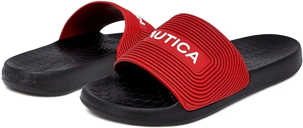 Nautica Men's Slide Sandals  Comfortable Slip-On Pool & Beach Shoes with Cushioned Footbed for Casual Wear