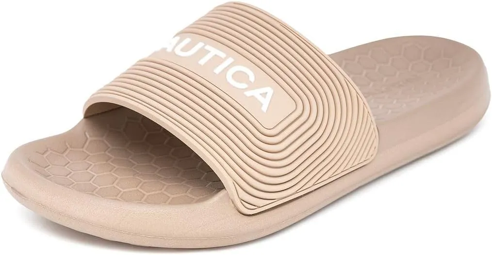 Nautica Men's Slide Sandals  Comfortable Slip-On Pool & Beach Shoes with Cushioned Footbed for Casual Wear