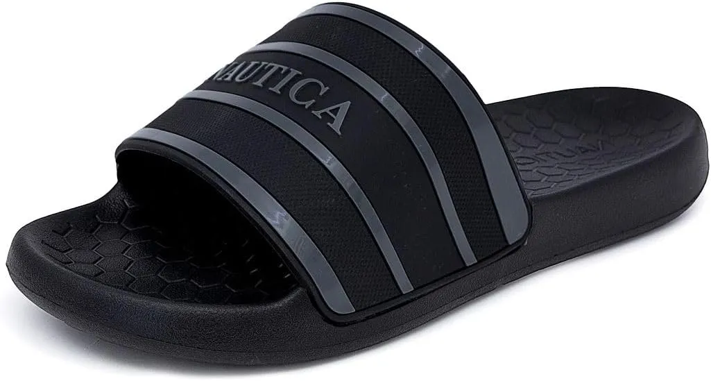 Nautica Men's Slide Sandals  Comfortable Slip-On Pool & Beach Shoes with Cushioned Footbed for Casual Wear