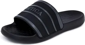 Nautica Men's Slide Sandals  Comfortable Slip-On Pool & Beach Shoes with Cushioned Footbed for Casual Wear