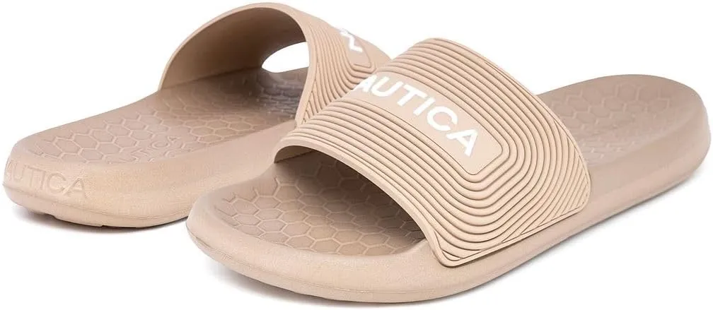 Nautica Men's Slide Sandals  Comfortable Slip-On Pool & Beach Shoes with Cushioned Footbed for Casual Wear