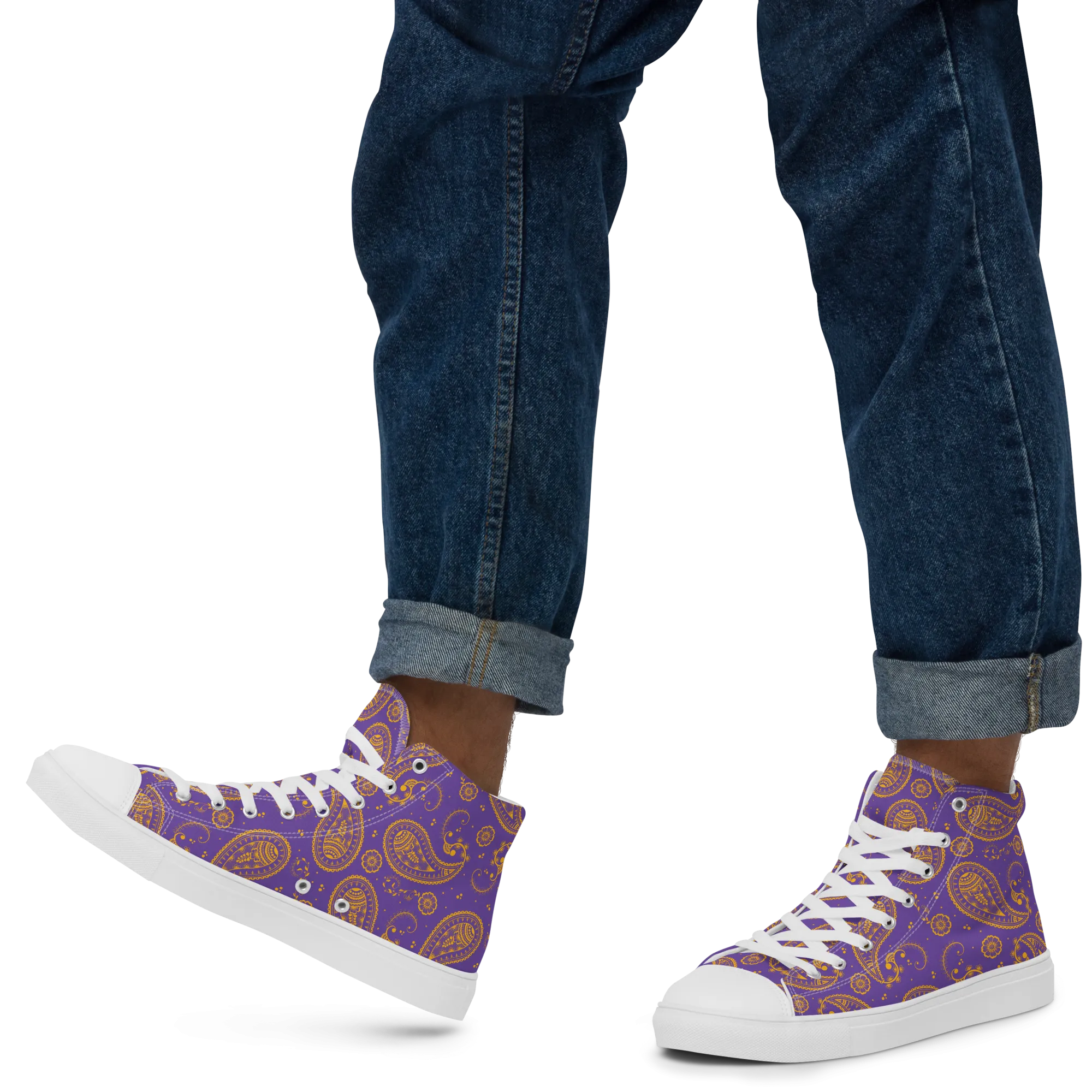 Paisley Men’s high top canvas shoes