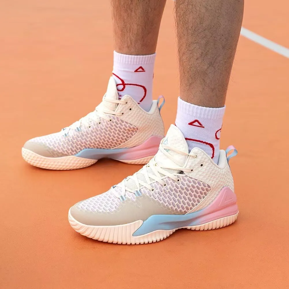 PEAK High Top Mens Basketball Shoes Streetball Master Breathable Outdoor Sneakers Cushioning Shoes for Fitness