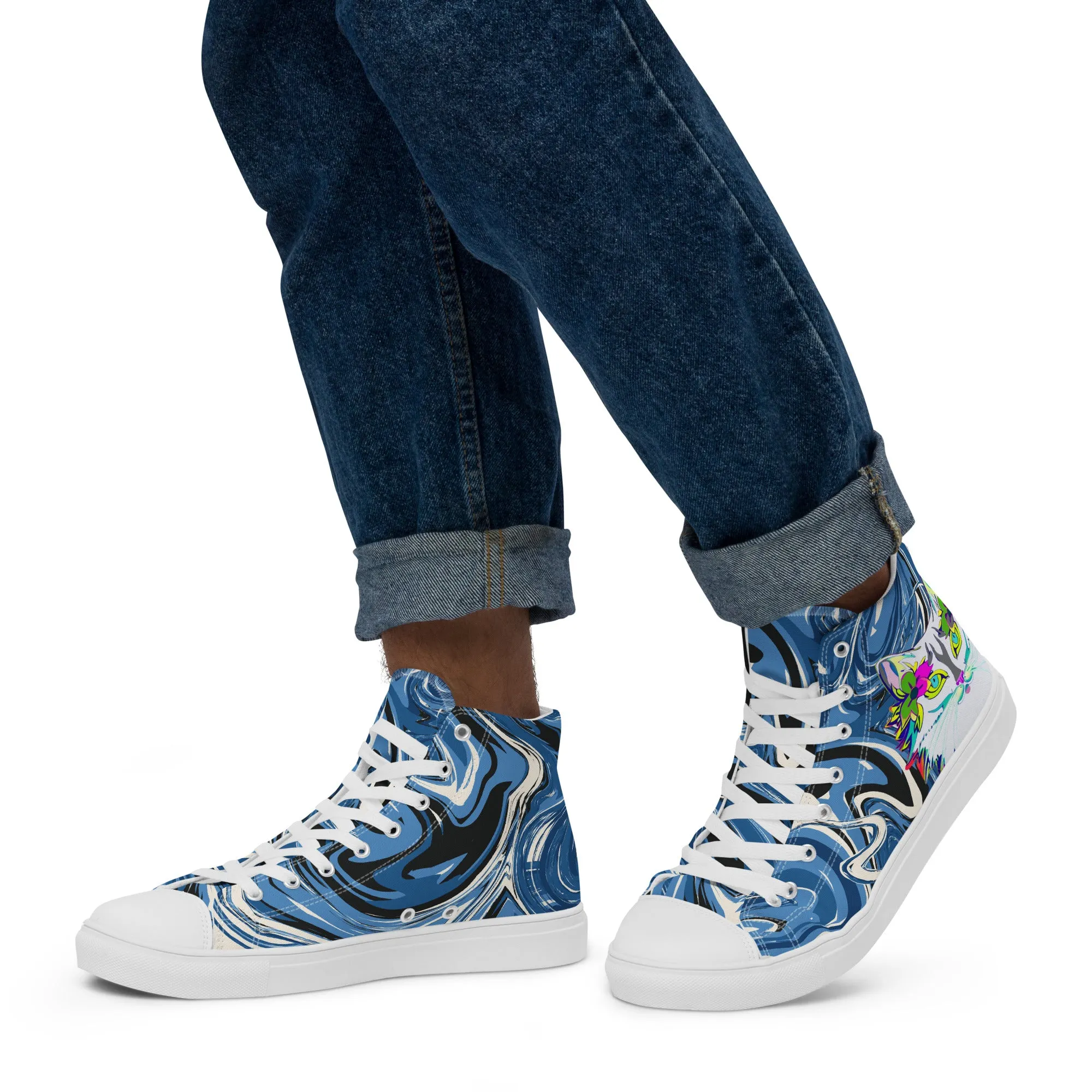 "Sonya My Beautiful Cat" Collection - Men’s high top canvas shoes