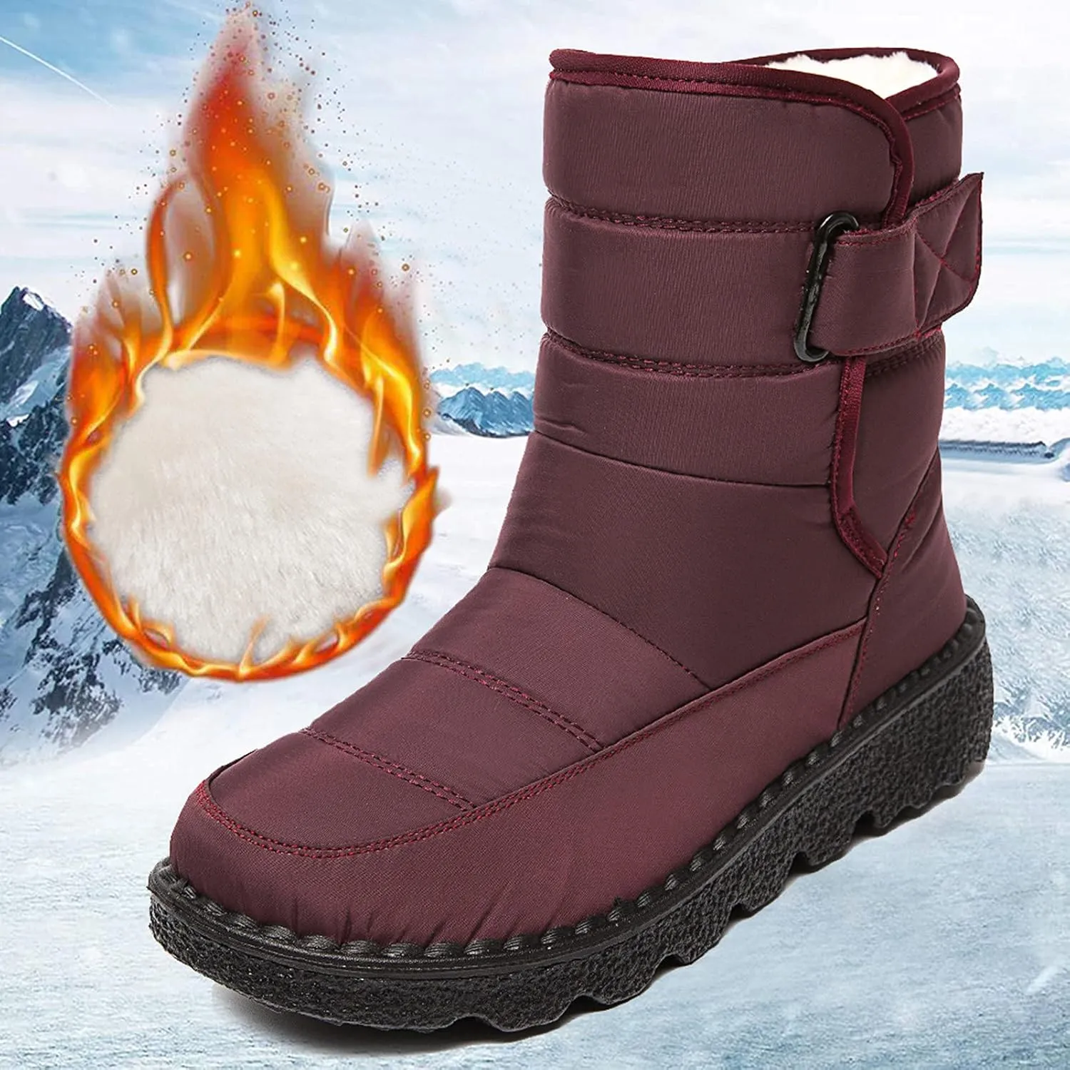 Snow Boots for Women Mid Calf Boots Women Winter Warm Outdoor Waterproof Comfortable Round Toe Platform Women Boots