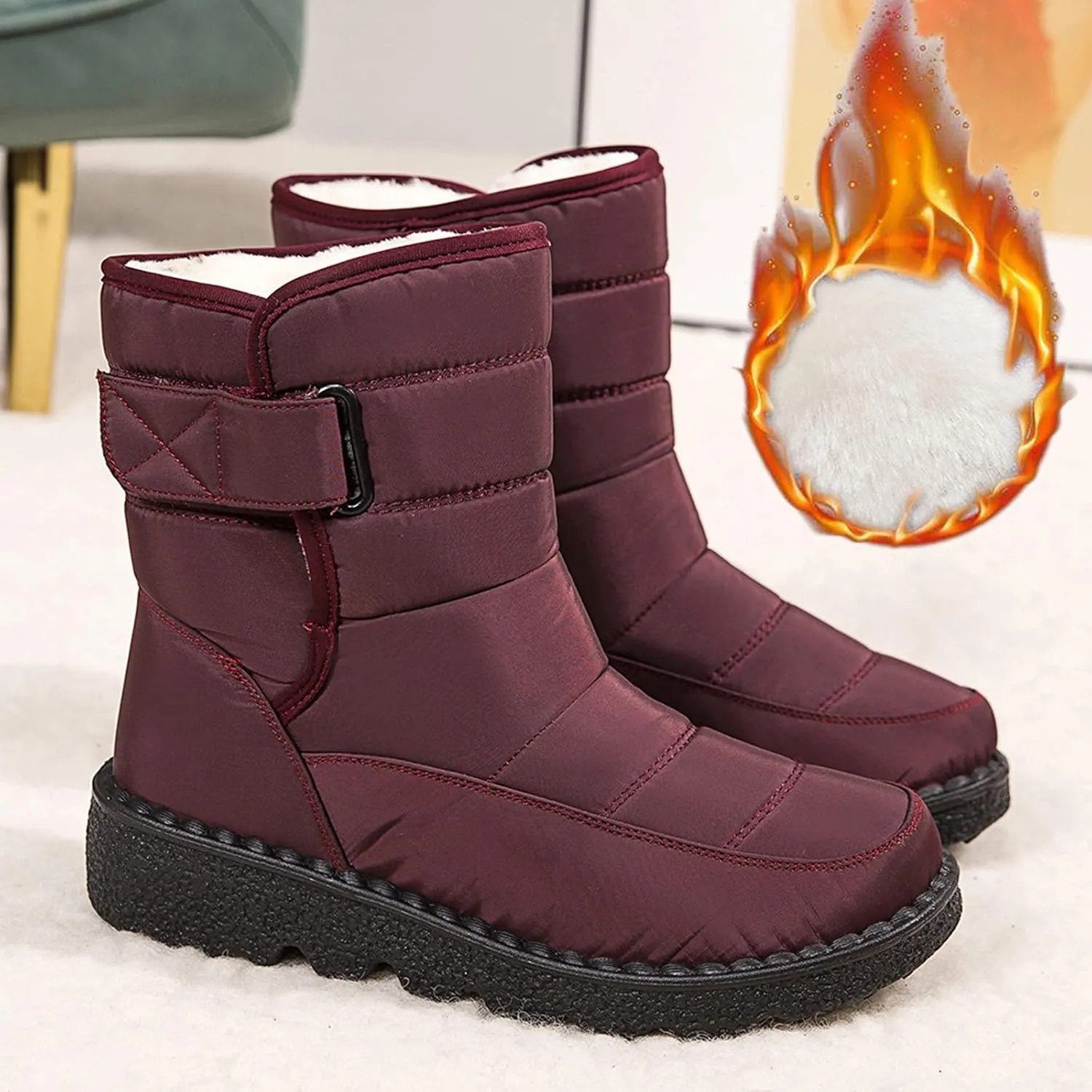 Snow Boots for Women Mid Calf Boots Women Winter Warm Outdoor Waterproof Comfortable Round Toe Platform Women Boots