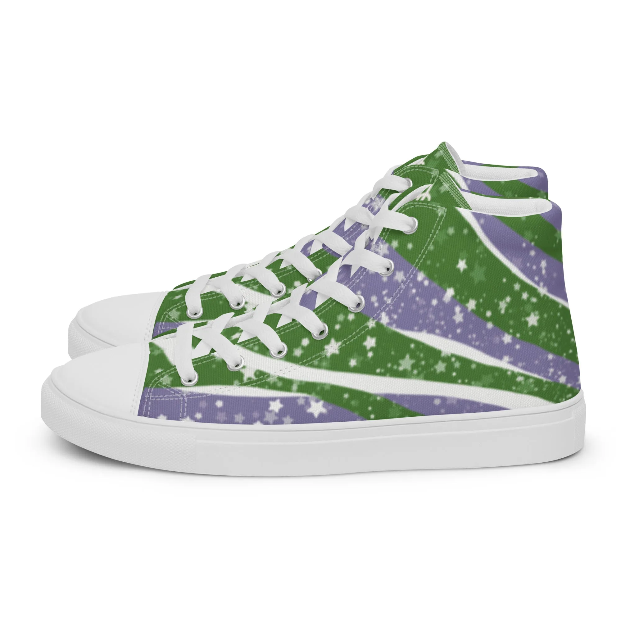 Starry Genderqueer High Top Canvas Shoes (Masc Sizing)