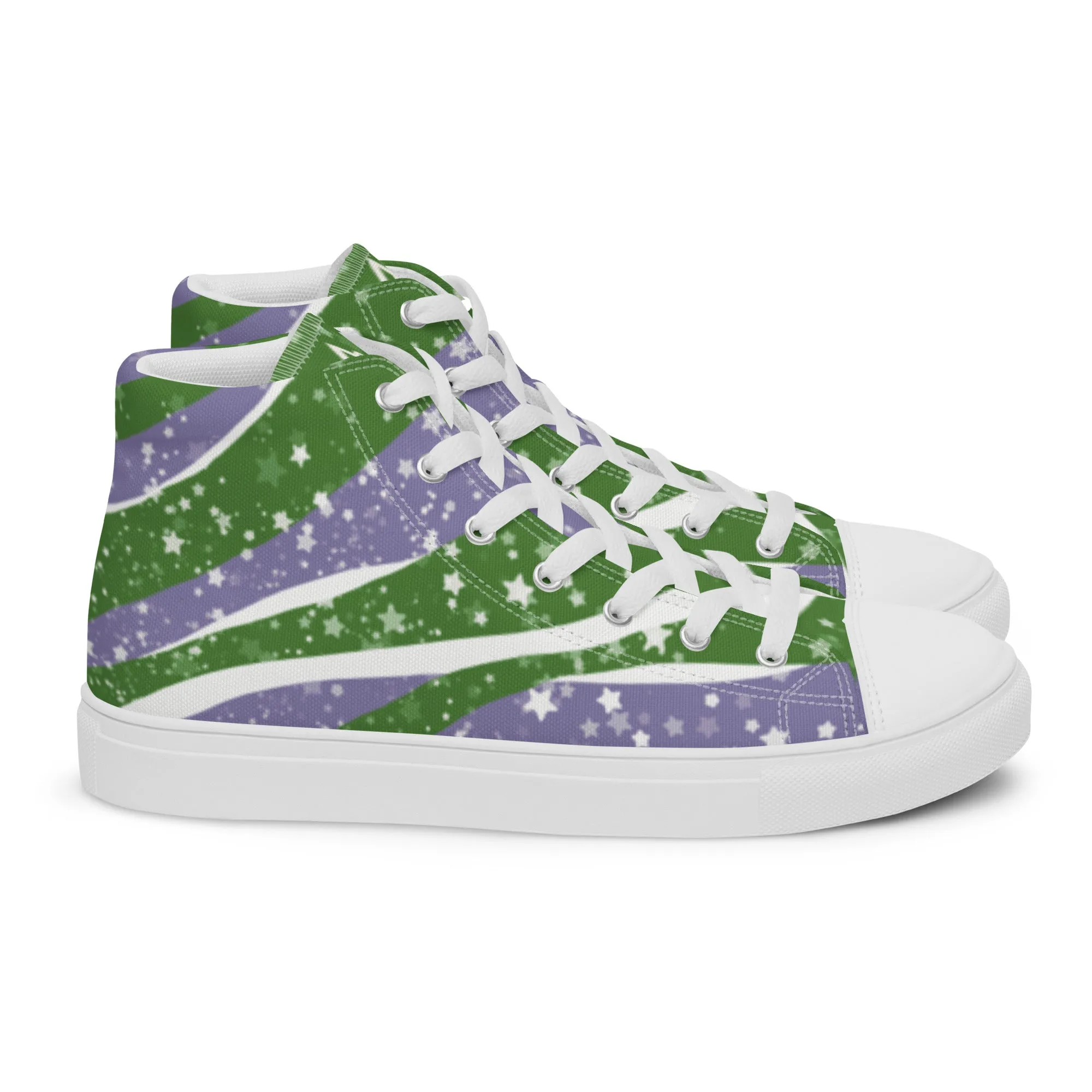 Starry Genderqueer High Top Canvas Shoes (Masc Sizing)