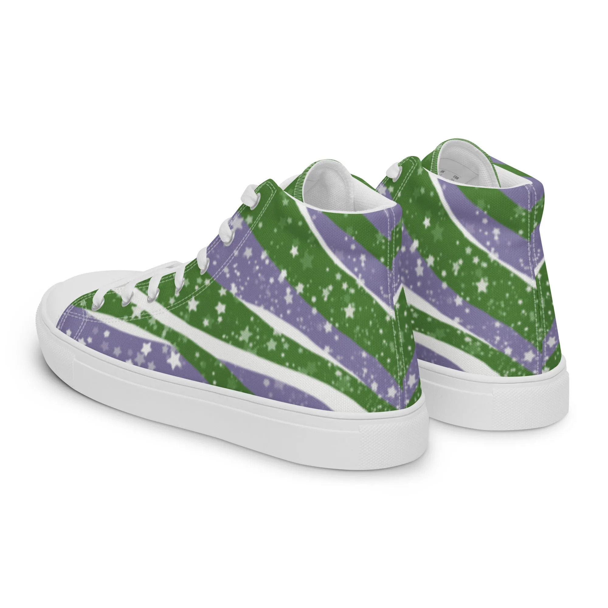 Starry Genderqueer High Top Canvas Shoes (Masc Sizing)