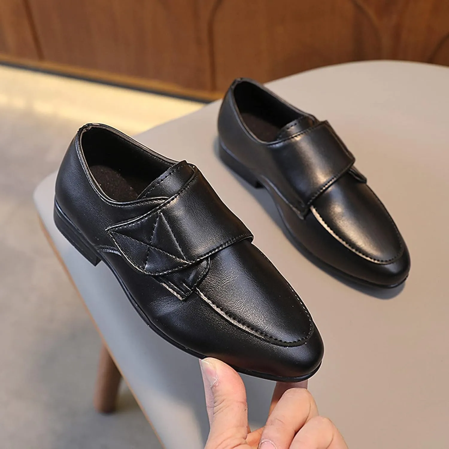 Toddler Girls Sneakers Fashion Children Boys Leather Shoes Pointed Low Heel Solid Color Hook Loop No Heels Sport Shoes