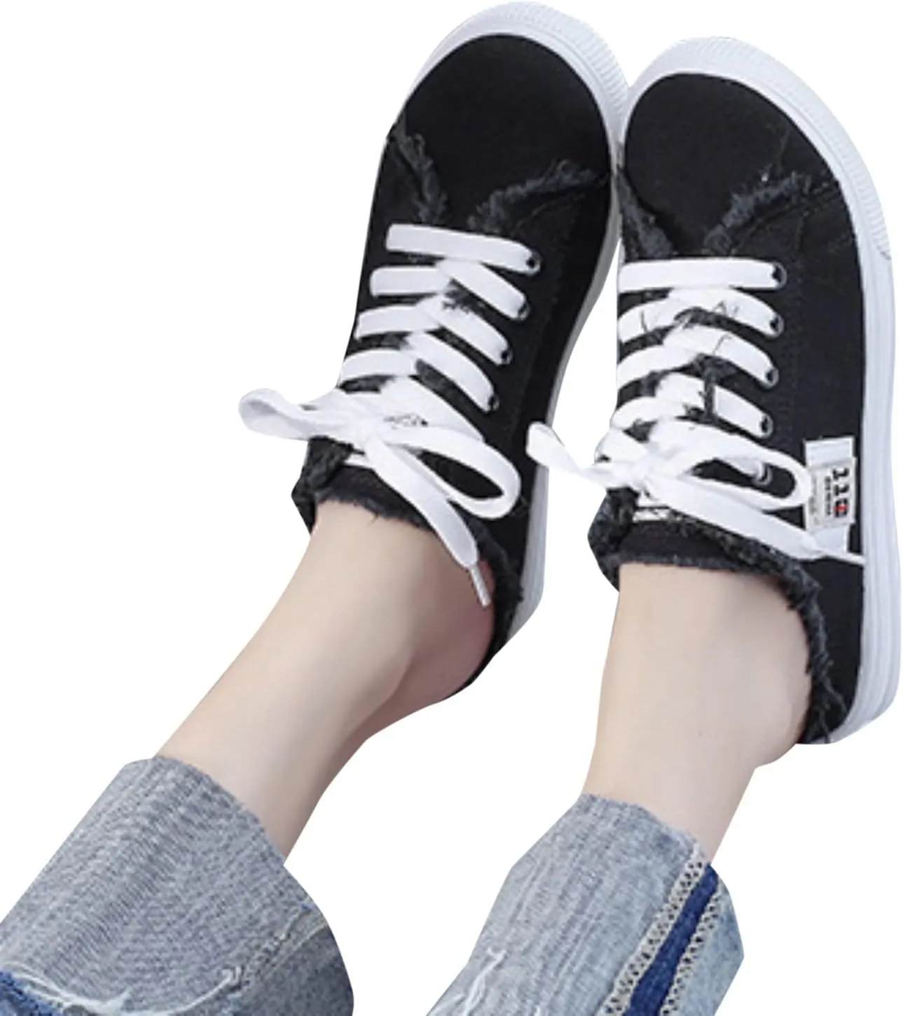Walking Shoes for Women Canvas Mules Slip on Sneaker Fashion Comfortable Solid Color Slippers Casual Shoes for Ladies