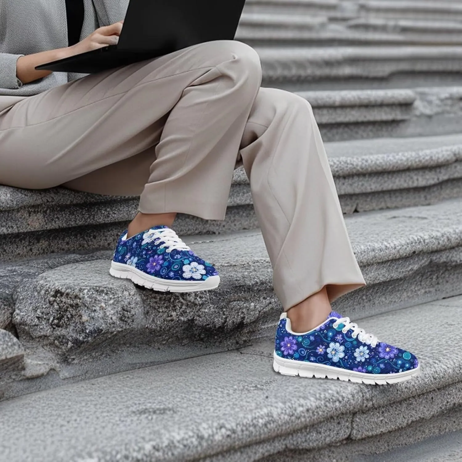 Walking Shoes Lightweight Cushioned Athletic Sneakers Women Casual Anti-Slip Camping Shoes for Travel US 5-12 White Sole