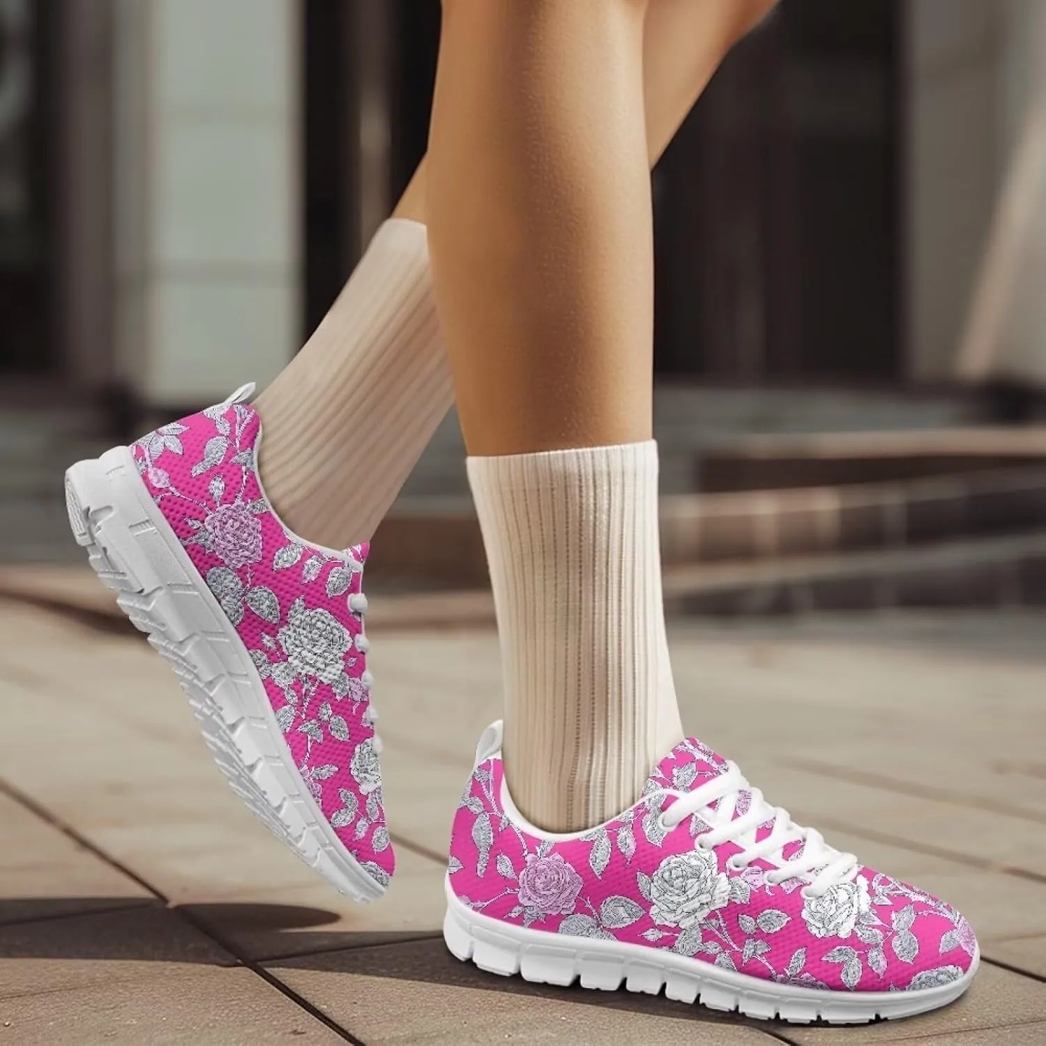 Walking Shoes Lightweight Cushioned Athletic Sneakers Women Casual Anti-Slip Camping Shoes for Travel US 5-12 White Sole