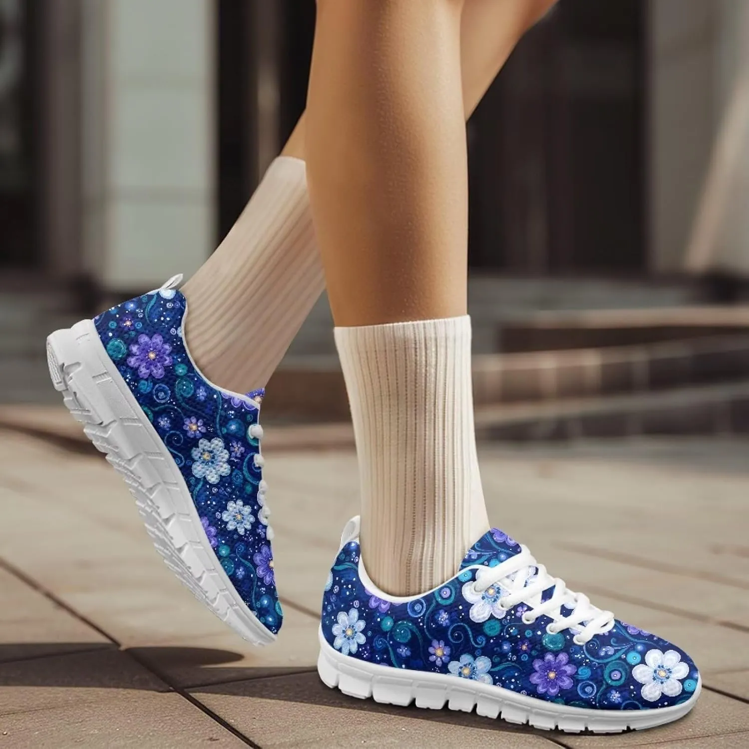 Walking Shoes Lightweight Cushioned Athletic Sneakers Women Casual Anti-Slip Camping Shoes for Travel US 5-12 White Sole