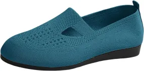 Women's Ballet Flats Soft Knit Lightweight Round Toe Slip On Comfort Ballerina Flat Shoes for Walking