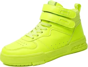 Women's High Top Fashion Basketball Ankle Boots Walking Tennis Shoes Platform Hook and Loop Casual Faux Leather Hidden Heels Sneaker
