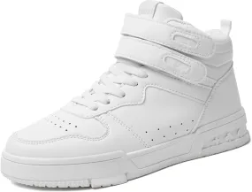 Women's High Top Fashion Basketball Ankle Boots Walking Tennis Shoes Platform Hook and Loop Casual Faux Leather Hidden Heels Sneaker