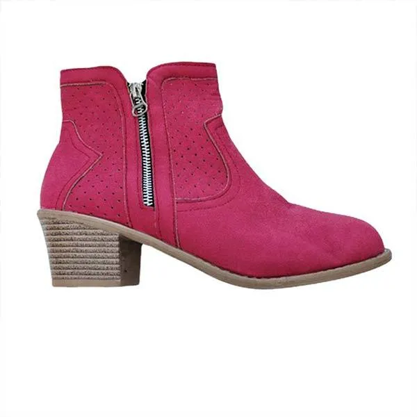 Women's Retro Chunky Mid-Heel Hollow Martin Boots 02618248C