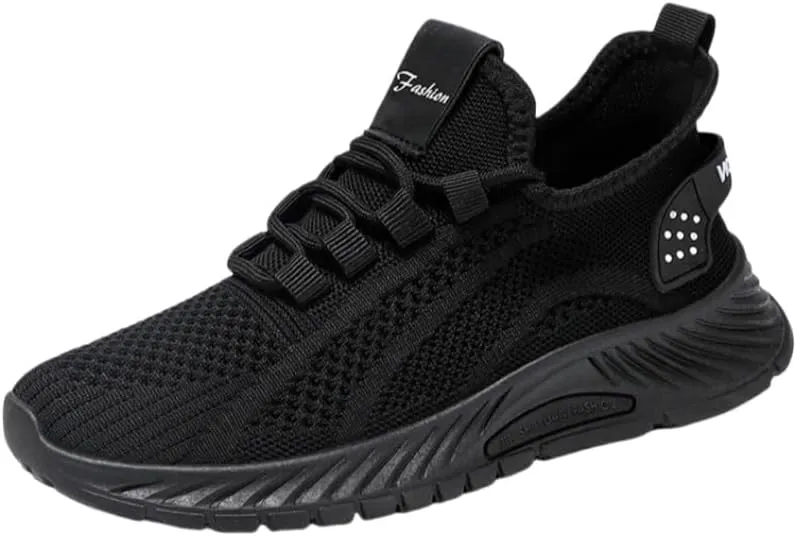 Women's Solid Color Lightweight Comfort Knit Sneakers - Breathable Low-Top Running & Tennis Shoes, Casual Lace-Up Outdoor Footwear