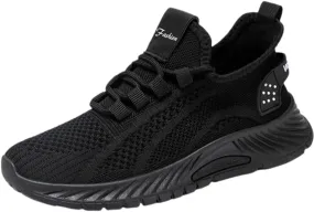 Women's Solid Color Lightweight Comfort Knit Sneakers - Breathable Low-Top Running & Tennis Shoes, Casual Lace-Up Outdoor Footwear