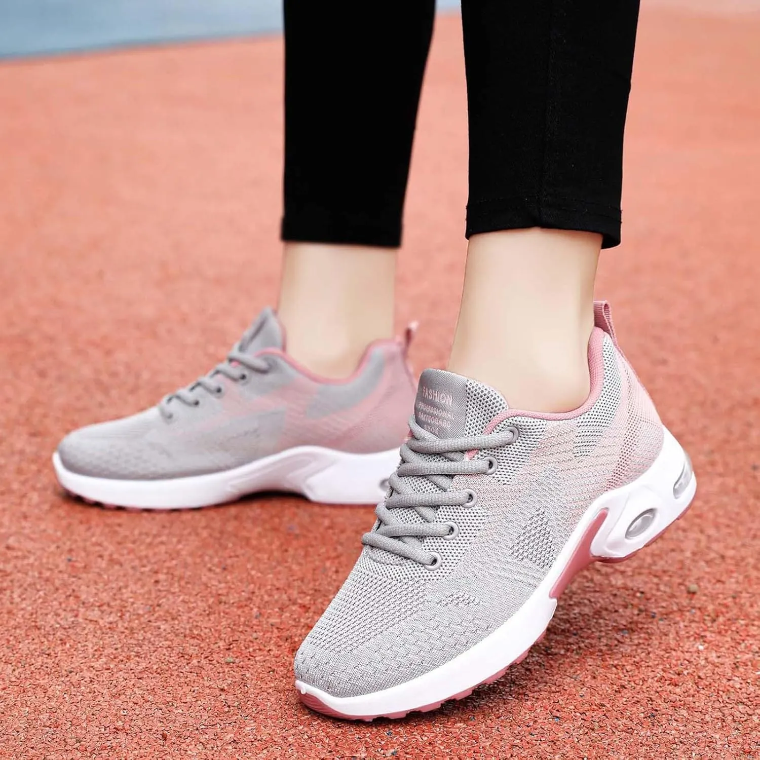ZSpzx Running Sneakers for Women Air Cushioned Lace Up Running Tennis Sneaker Low Top Lightweight Arch Support Walking Shoes Breathable Elastic Athletic Closed Toe Shoe for Gym Travel Daily Wear