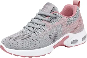 ZSpzx Running Sneakers for Women Air Cushioned Lace Up Running Tennis Sneaker Low Top Lightweight Arch Support Walking Shoes Breathable Elastic Athletic Closed Toe Shoe for Gym Travel Daily Wear