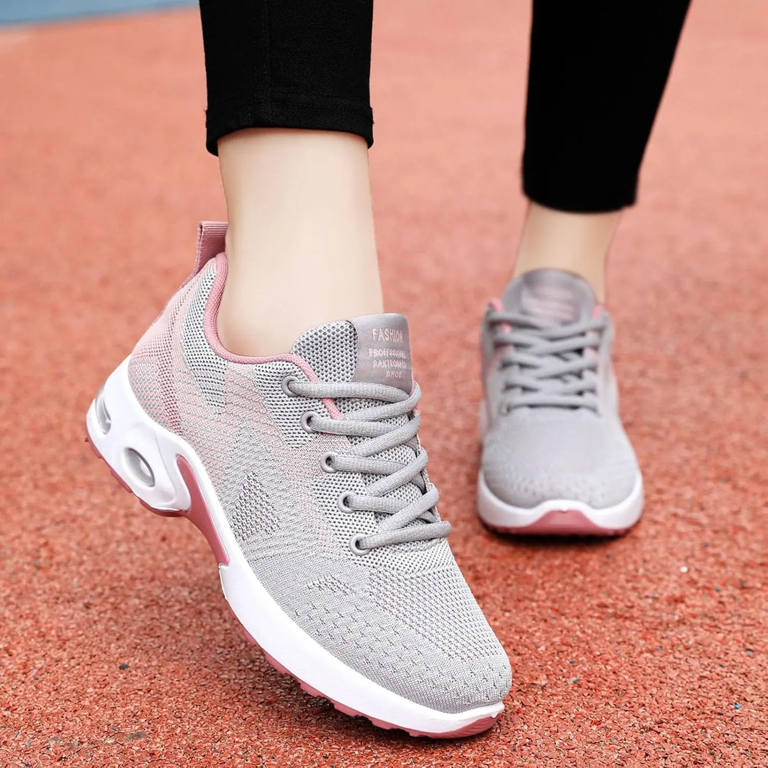 ZSpzx Running Sneakers for Women Air Cushioned Lace Up Running Tennis Sneaker Low Top Lightweight Arch Support Walking Shoes Breathable Elastic Athletic Closed Toe Shoe for Gym Travel Daily Wear