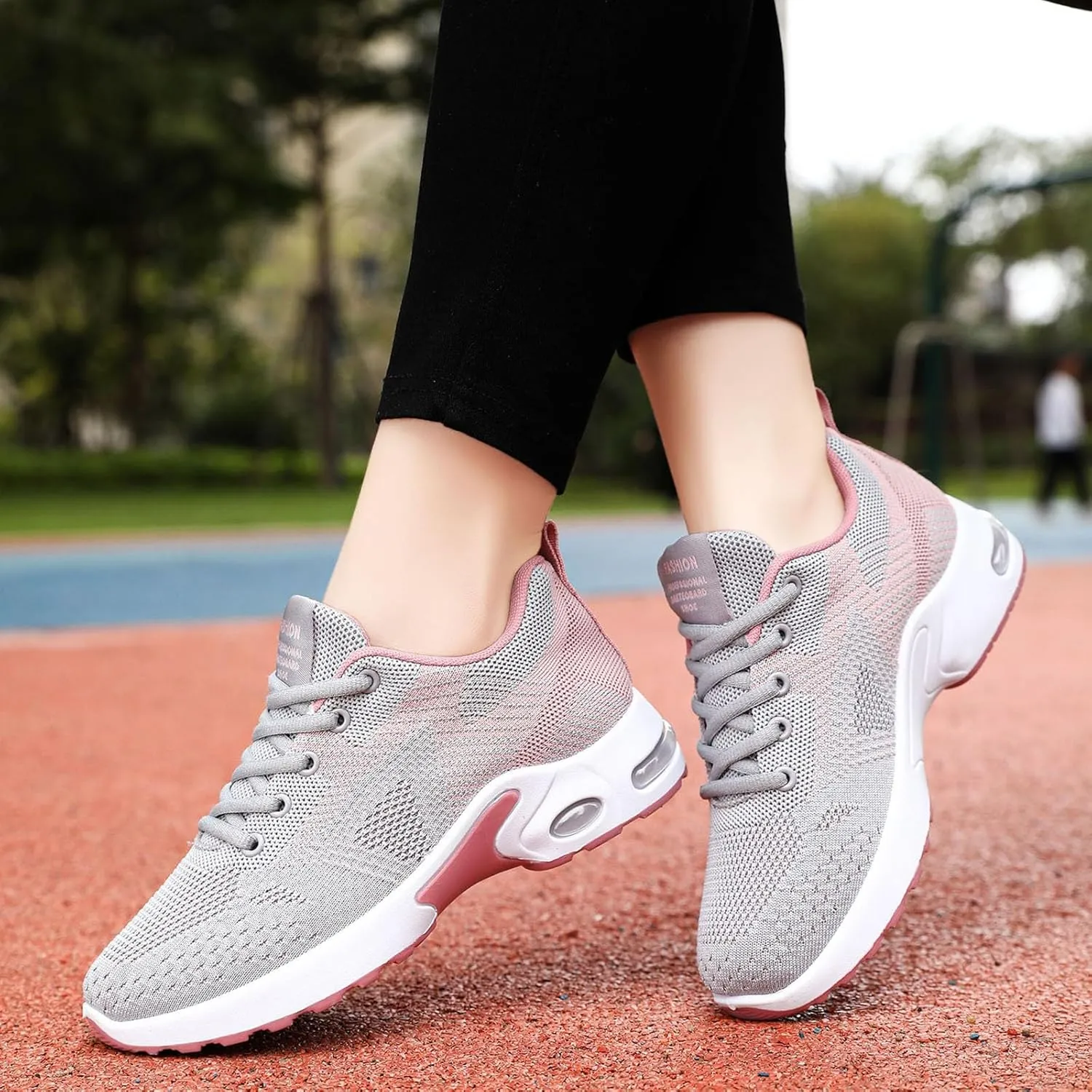ZSpzx Running Sneakers for Women Air Cushioned Lace Up Running Tennis Sneaker Low Top Lightweight Arch Support Walking Shoes Breathable Elastic Athletic Closed Toe Shoe for Gym Travel Daily Wear