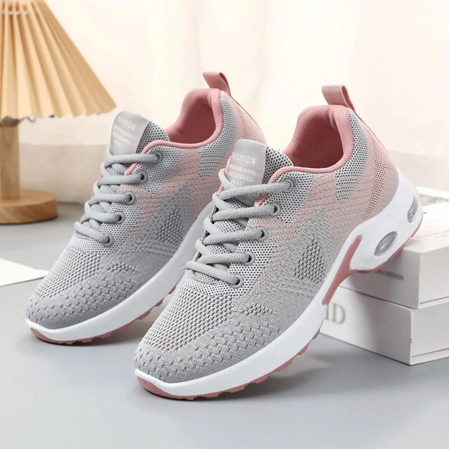 ZSpzx Running Sneakers for Women Air Cushioned Lace Up Running Tennis Sneaker Low Top Lightweight Arch Support Walking Shoes Breathable Elastic Athletic Closed Toe Shoe for Gym Travel Daily Wear