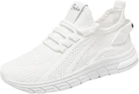 ZSpzx Women Tennis Running Shoes Walking Sneakers Lace Up Slip On Solid Color Mesh Lightweight Breathable Casual Shoes Non Slip Flat Arch Support Tennis Sneaker for Gym Travel Work