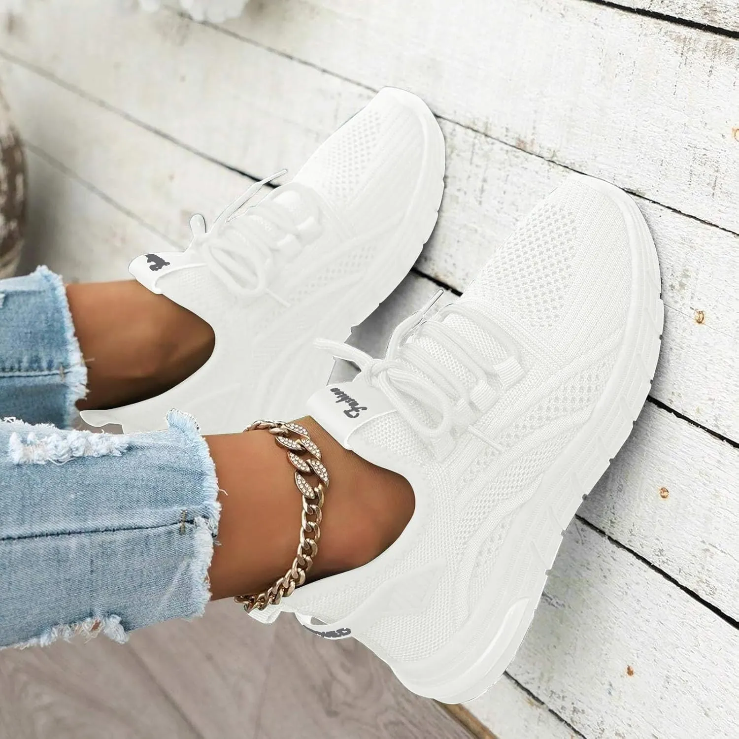 ZSpzx Women Tennis Running Shoes Walking Sneakers Lace Up Slip On Solid Color Mesh Lightweight Breathable Casual Shoes Non Slip Flat Arch Support Tennis Sneaker for Gym Travel Work